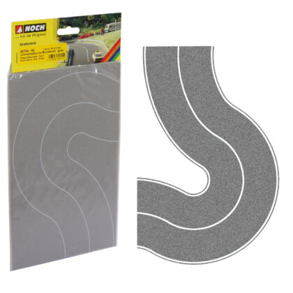 Straßen-Folie Bundesstraße Universalkurve grau Straße für Modelleisenbahn H0 2 Stück je 8 cm breit - Noch 60704
