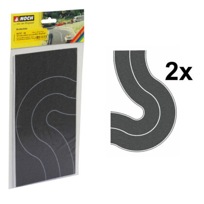 Straßen-Folie Landstraße Universalkurve Asphalt Straße für Modelleisenbahn H0 2 Stück je 6,6 cm breit - Noch 60707