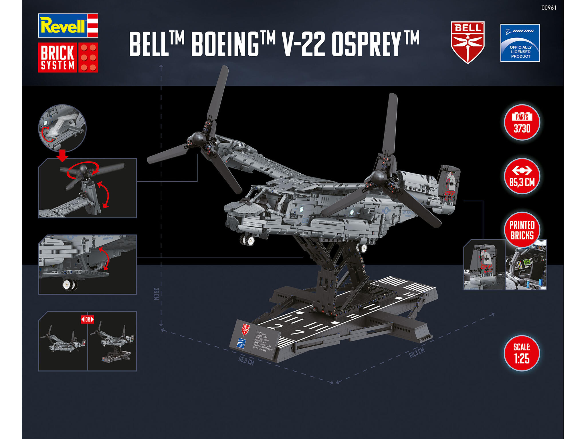 Bell Boeing V-22 Osprey Brick System 1:25 Flugzeug Klemmbausteine 3730 Teile 85,3 cm - Revell 00961 – Bild 2
