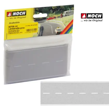 Straßen-Folie Landstraße Grau Straße für Modelleisenbahn H0 TT 1:87 6,6 cm x 100 cm - Noch 60709
