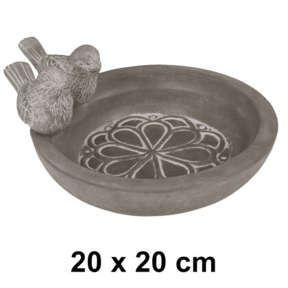 Vogeltränke aus Beton mit Vogelfiguren Gartentränke für Tiere 600ml 20 x 20 x 4 cm