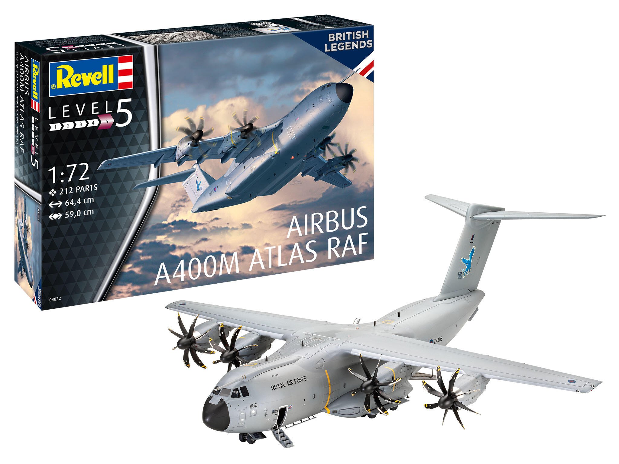 Airbus A400M Atlas "RAF" Modellbausatz Set 1:72 64 cm - Revell 03822