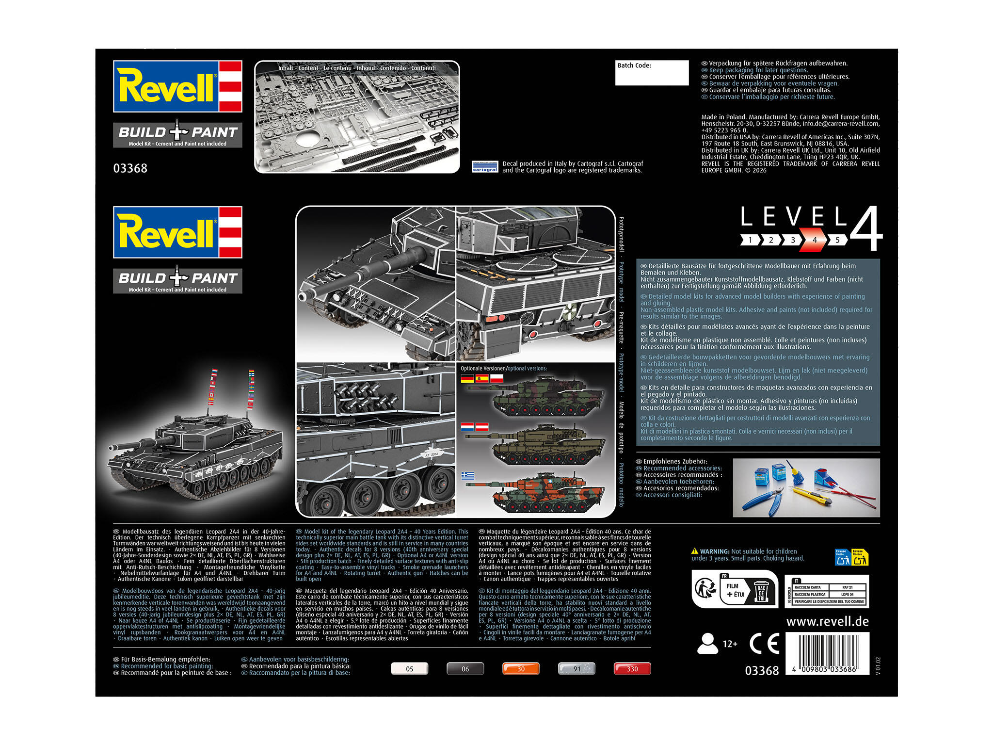 Panzer Leopard 2A4 - Special Decoration 40th anniversay Bausatz 1:35 - Revell 03368 – Bild 3
