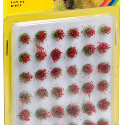 Grasbüschel Mini-Set “blühend” rot veredelt 42 Stück 6 mm - Noch 07035