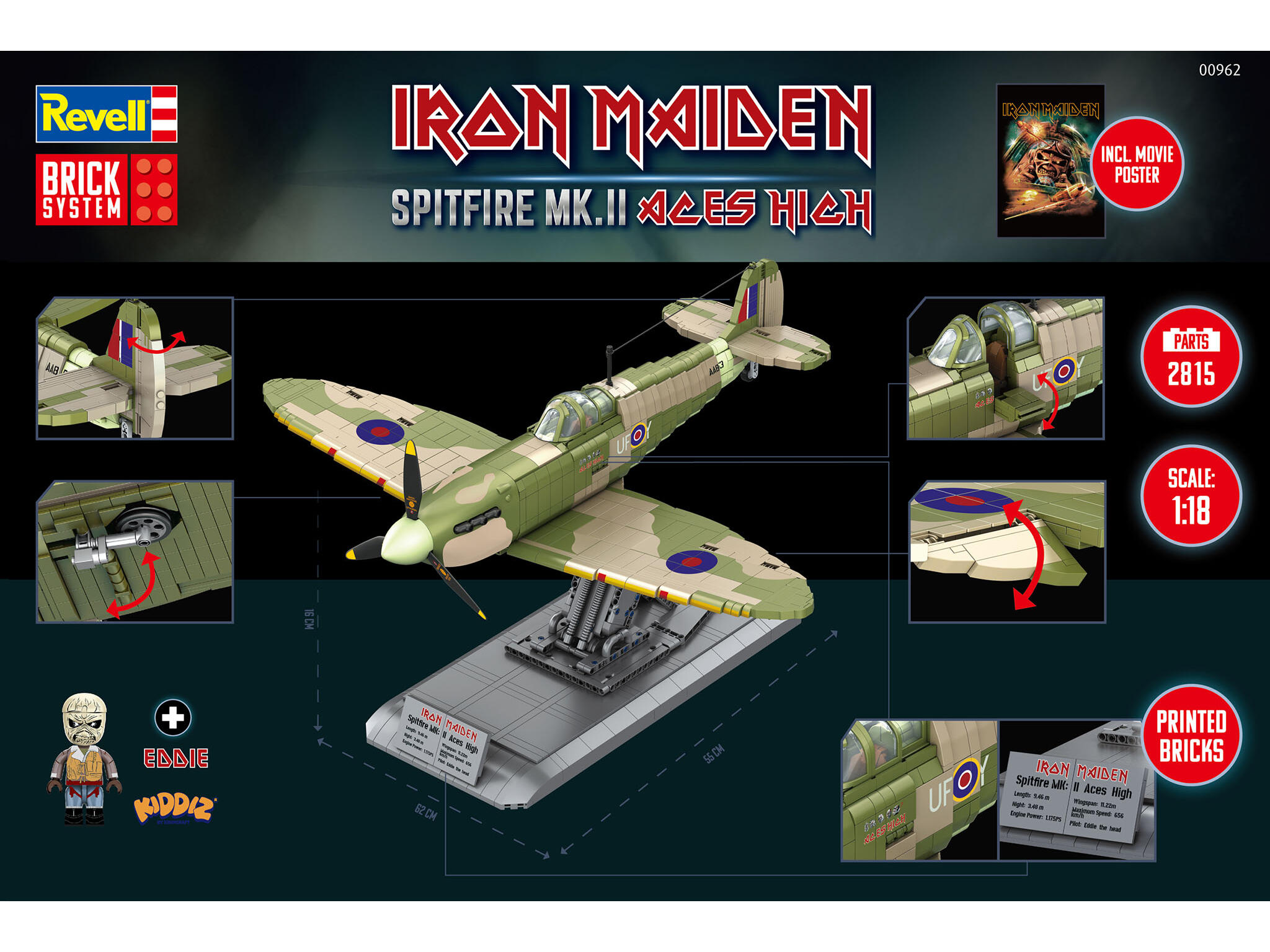 Iron Maiden Spitfire MK.II Aces High Brick System 1:18 Flugzeug Klemmbausteine 2815 Teile 62 cm - Revell 00962 – Bild 12