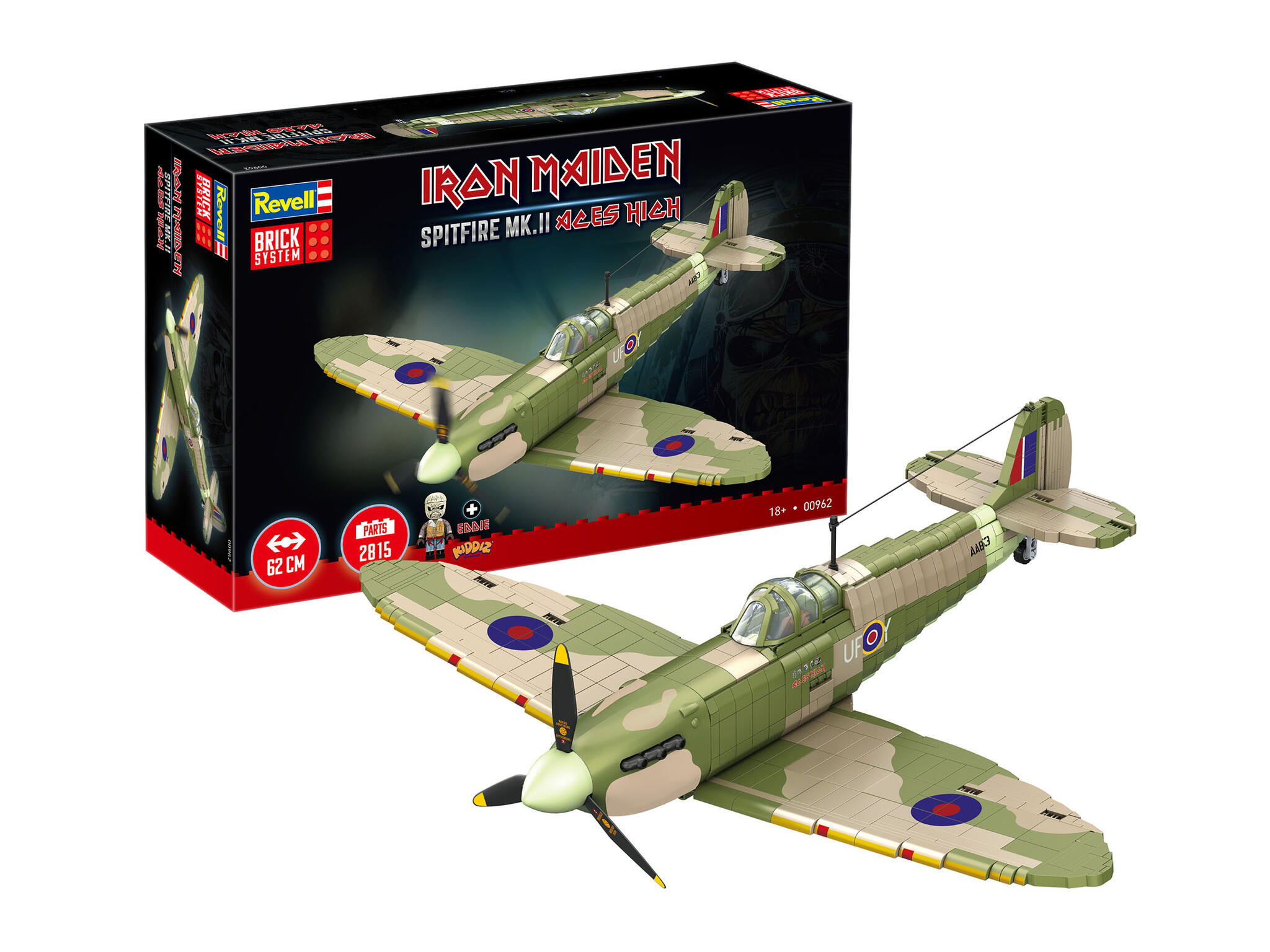 Iron Maiden Spitfire MK.II Aces High Brick System 1:18 Flugzeug Klemmbausteine 2815 Teile 62 cm - Revell 00962