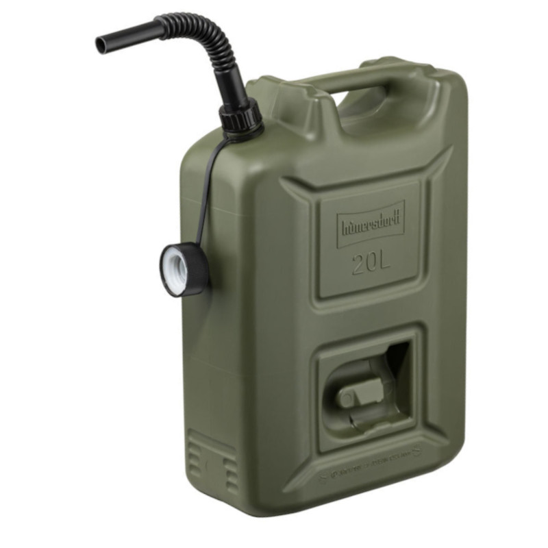 Kunststoff Kraftstoffkanister Retro-Metalloptik 20 L Militär Optik Oliv - Hünnersdorff Profi UN-Zulassung