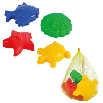 Sandspielzeug 4tlg. Sandförmchen Sandformen 10-12 cm Muschel Fisch Schildkröte Seestern