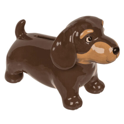 Spardose als Dackel Hund aus Keramik 18 x 13 cm