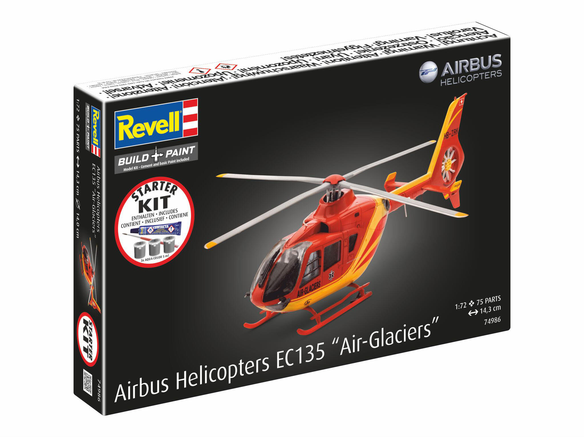 Starter Kit Airbus Helicopters EC135 Air-Glaciers" 1:72 mit Frabe & Kleber - Revell 74986 – Bild 3