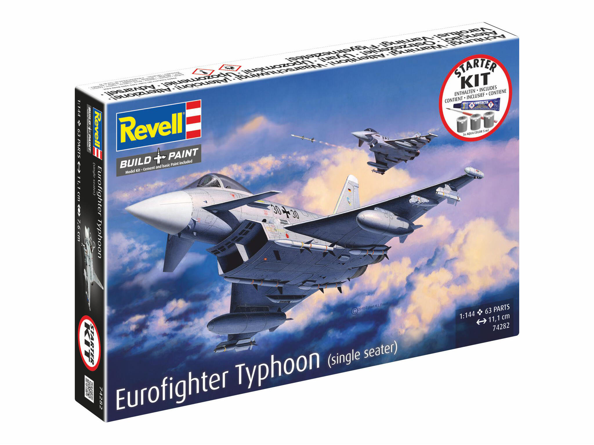 Starter Kit Eurofighter Typhoon 1:144 Modellbausatz inkl. Kleber & Farbe - Revell 74282 – Bild 3