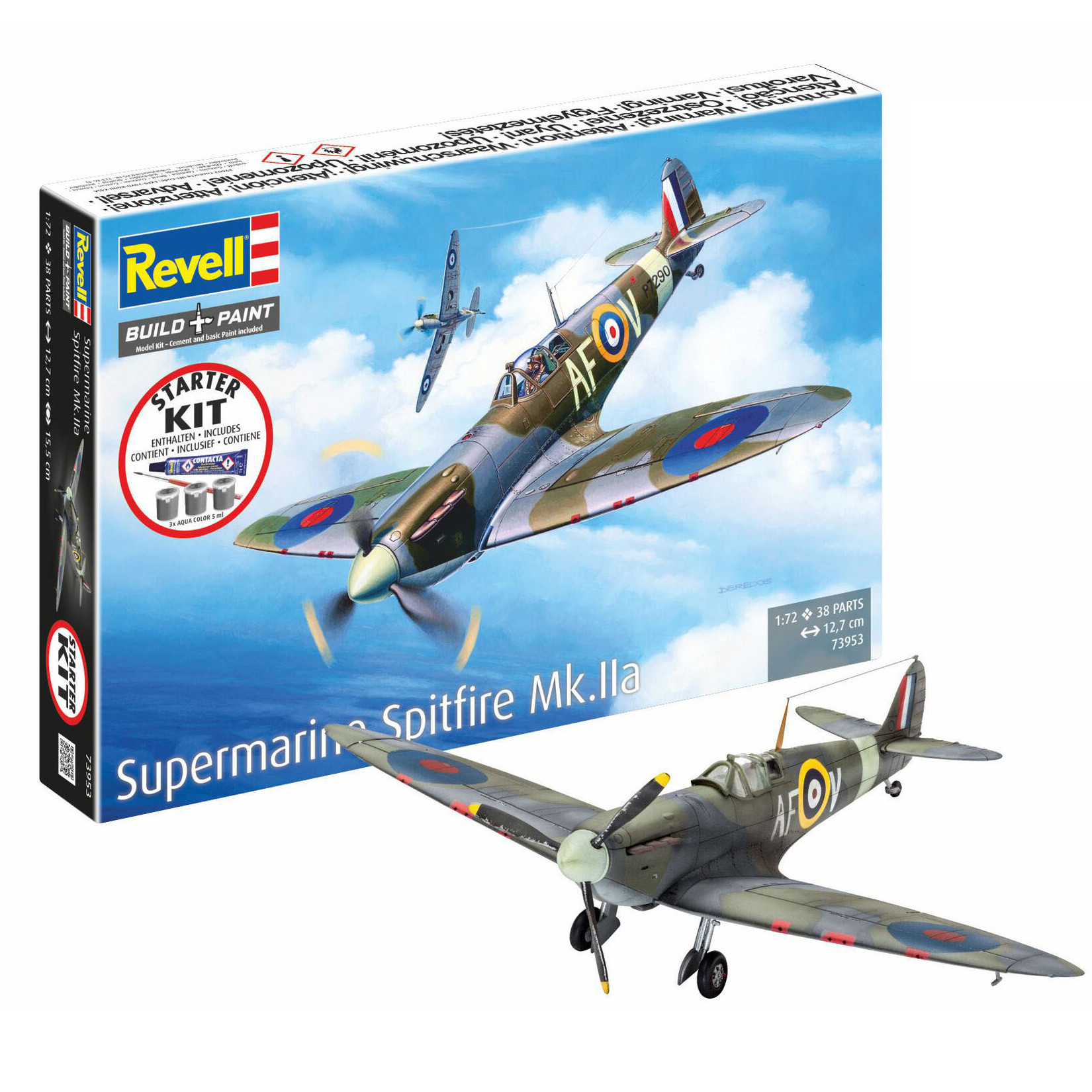Starter Kit Spitfire Mk.IIa 1:72 inkl. Farbe & Kleber - Revell 73953