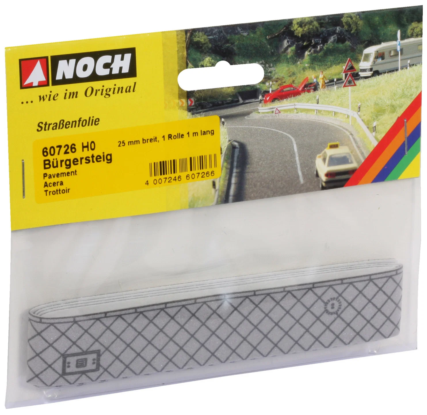 Straßen-Folie Bürgersteig Grau für Modelleisenbahn H0 1:87 100 x 2,5 cm - Noch 60726 – Bild 2