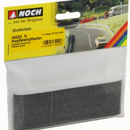 Straßen-Folie Kopfsteinpflaster Straße für Modelleisenbahn Spur N 100 x 4 cm - Noch 34222