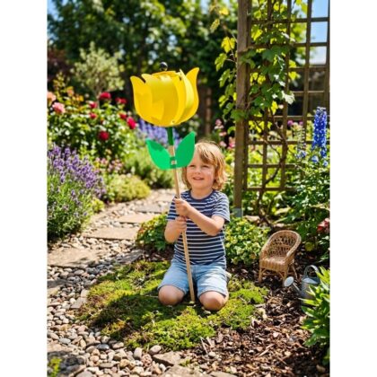 Windmühle Windrad Lale XL  Ø 28 cm H: 90 cm Blume Tulpe als Windrad