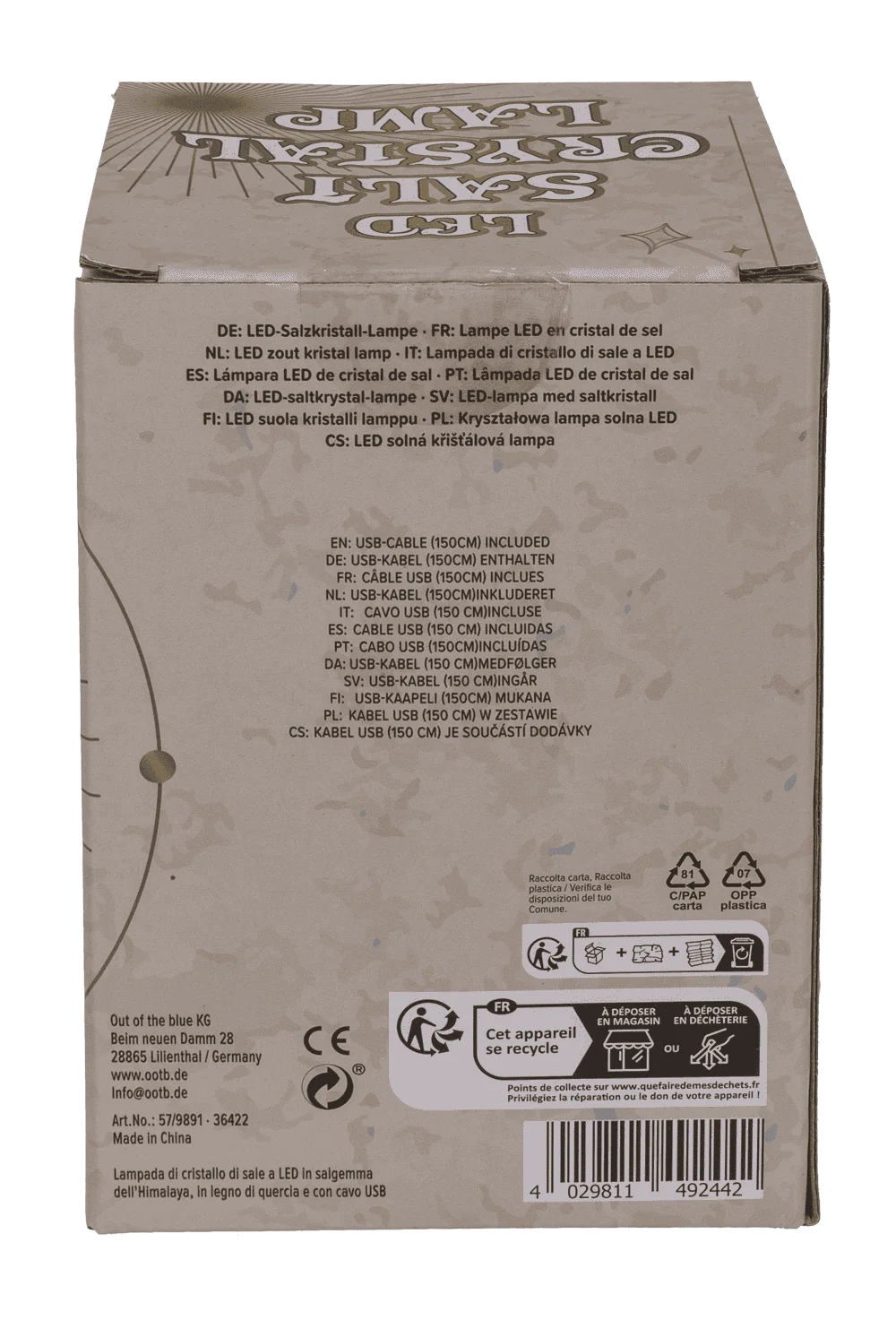 Echter Salzkristall beleuchtet Salzkristall-Lampe, warmweiß, 10 x 13 cm, inkl. USB Kabel – Bild 5