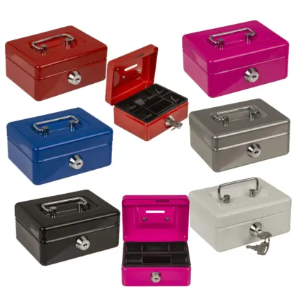 Metall-Spardose Geldkassette mit Schloss 12,5 x 9,5 x 6 cm - out of the blue