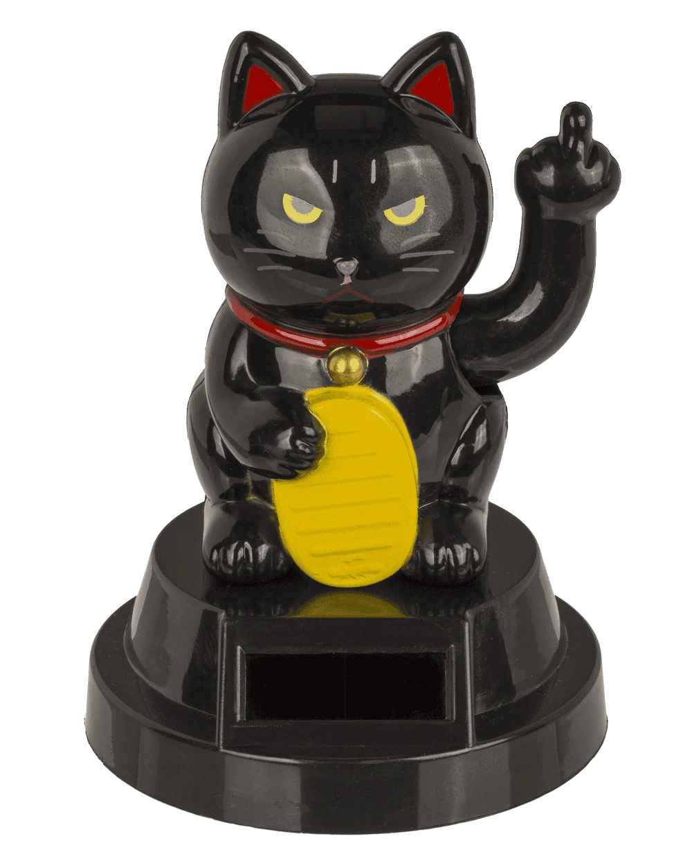 Solar Winkekatze Angry Cat Mittelfinger 8cm weiß oder schwarz Glückskatze Maneki-neko – Bild 3