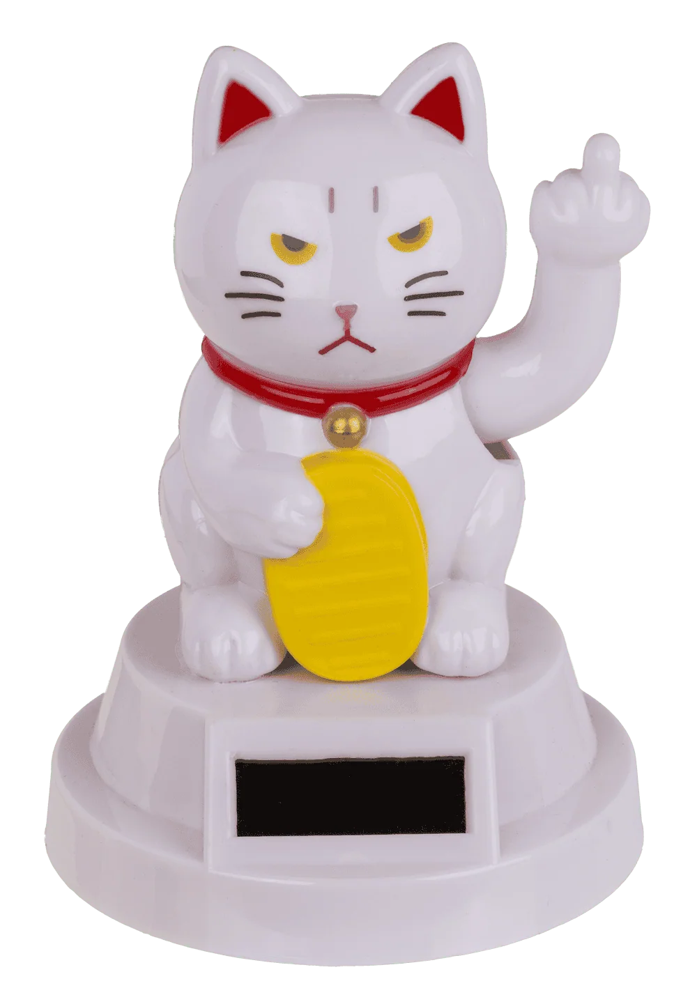 Solar Winkekatze Angry Cat Mittelfinger 8cm weiß oder schwarz Glückskatze Maneki-neko – Bild 4