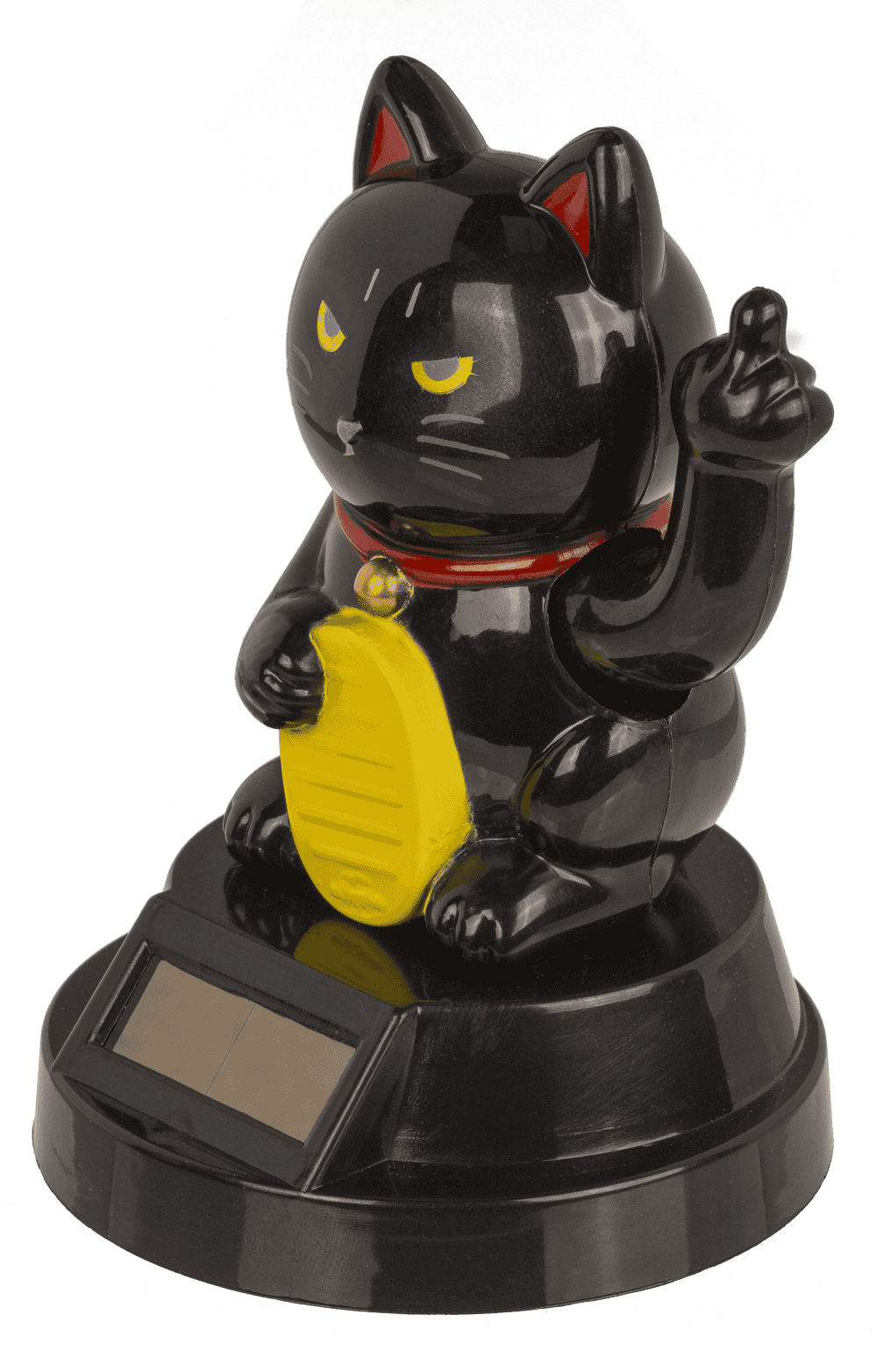 Solar Winkekatze Angry Cat Mittelfinger 8cm weiß oder schwarz Glückskatze Maneki-neko – Bild 5