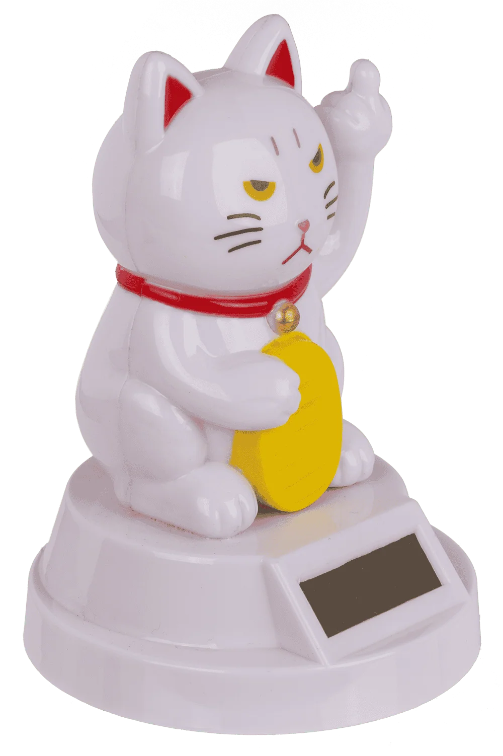 Solar Winkekatze Angry Cat Mittelfinger 8cm weiß oder schwarz Glückskatze Maneki-neko – Bild 6