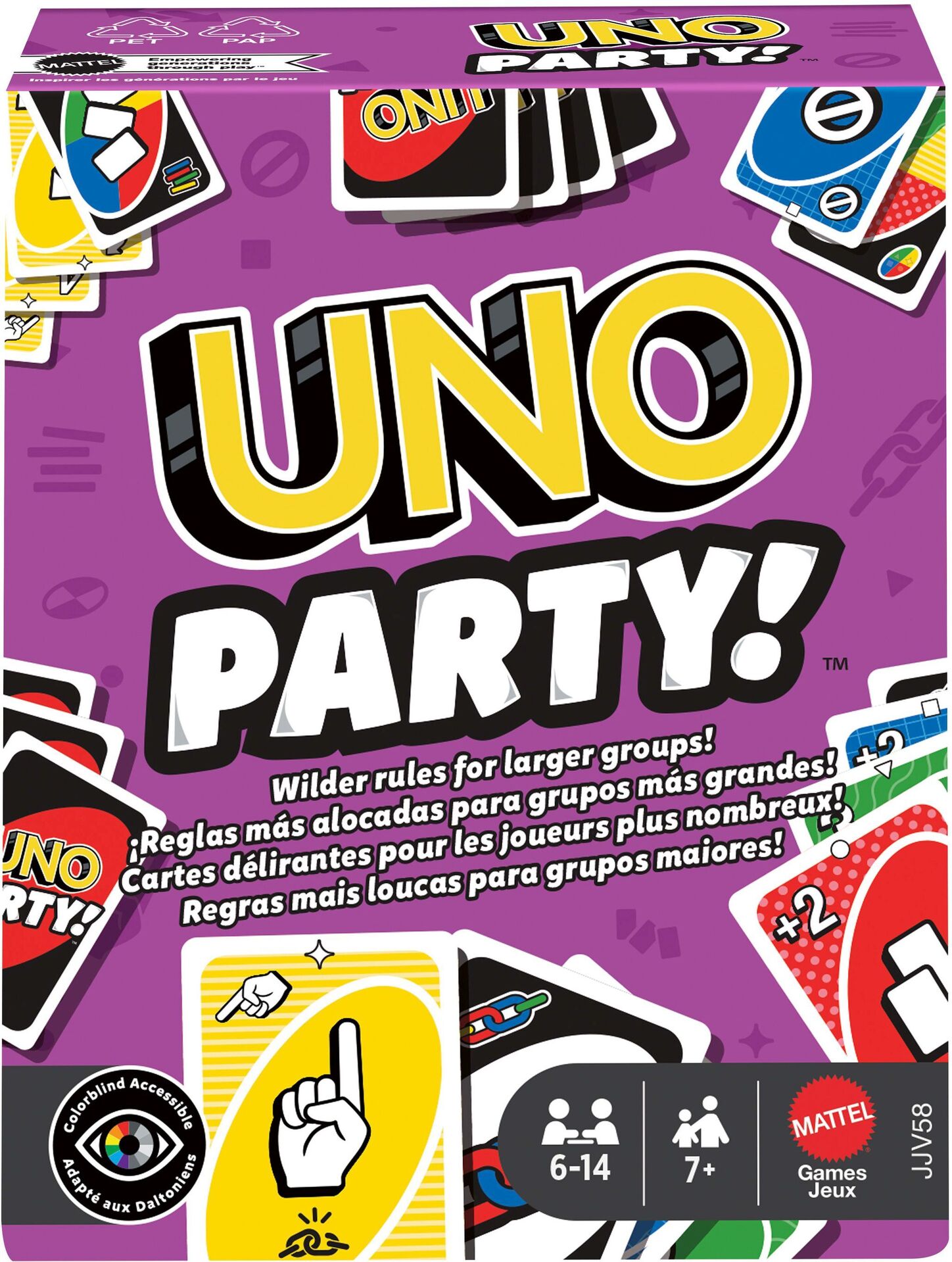 UNO Party Kartenspiel für Kinder & Erwachsene - Mattel JJV58 – Bild 2