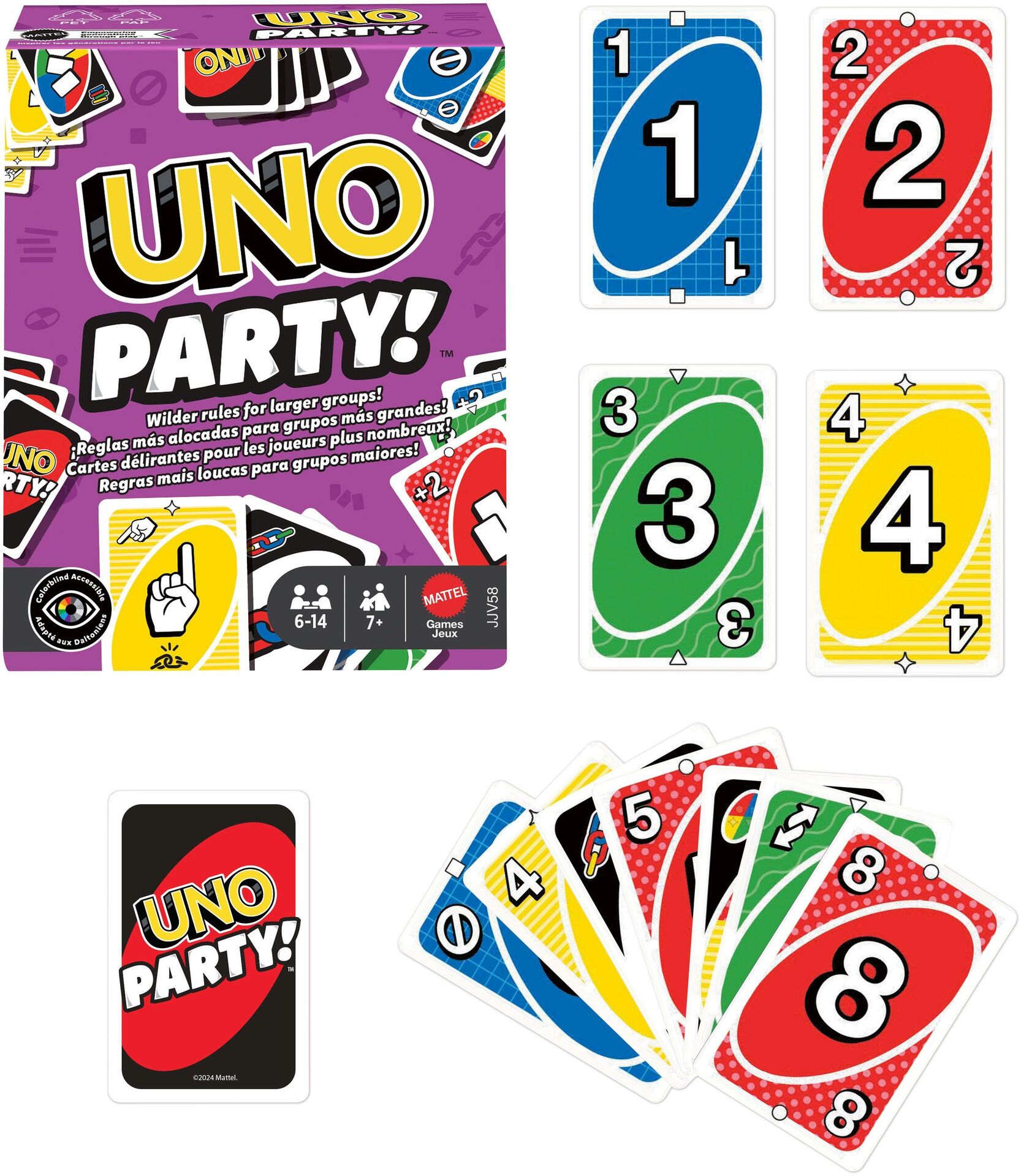 UNO Party Kartenspiel für Kinder & Erwachsene - Mattel JJV58