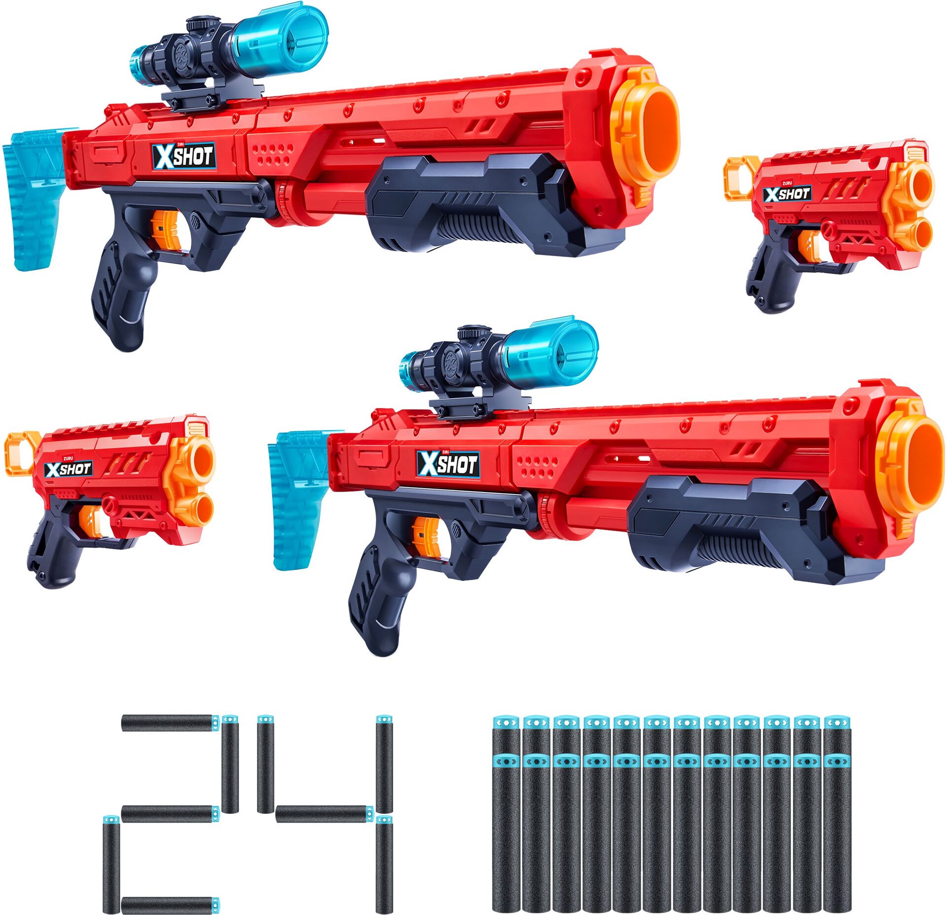XSHOT Blaster Excel Combo Pack 2x Hawk-Eye 2x Micro inkl. 24 Schuss Munition