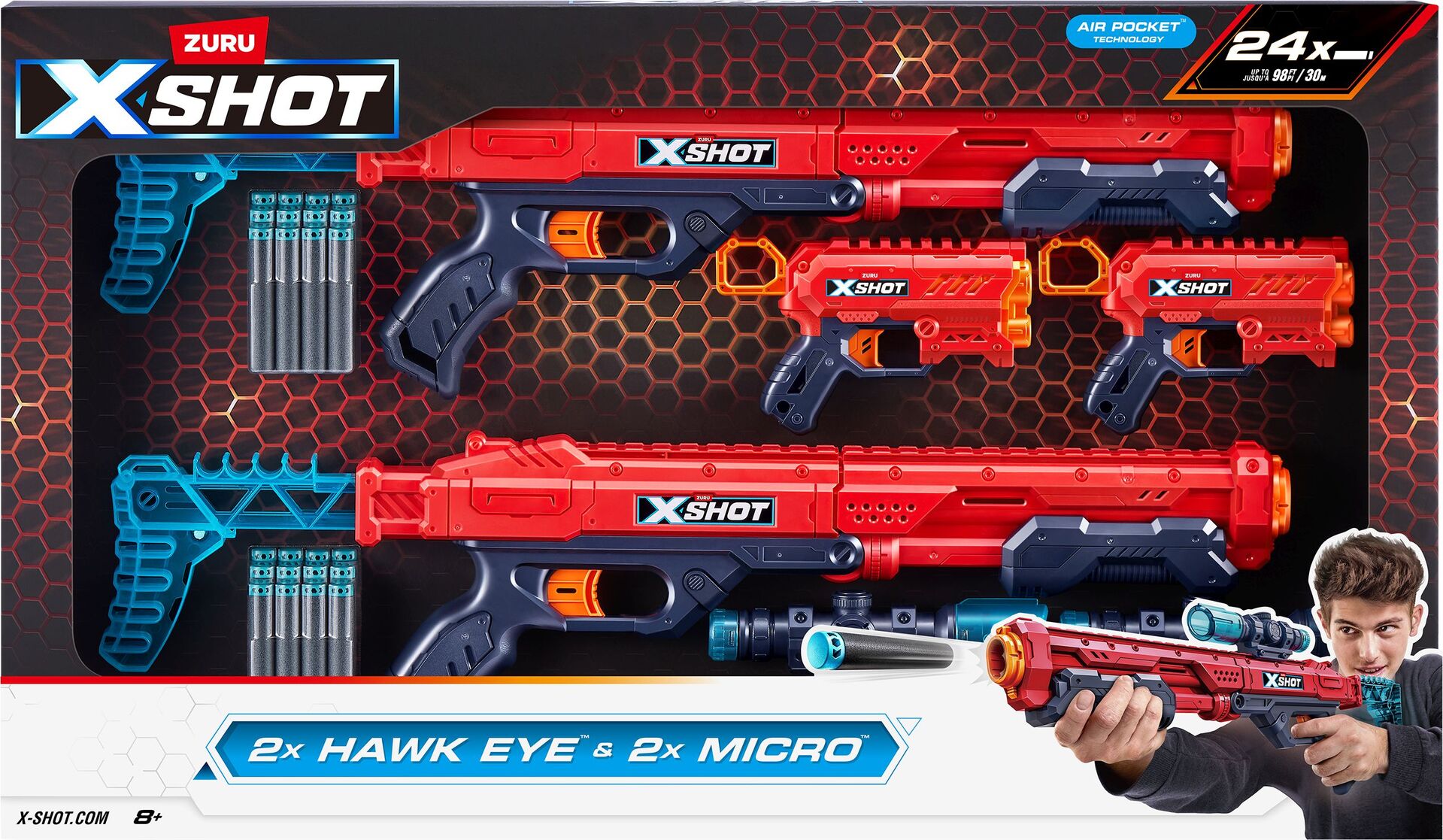 XSHOT Blaster Excel Combo Pack 2x Hawk-Eye 2x Micro inkl. 24 Schuss Munition – Bild 2