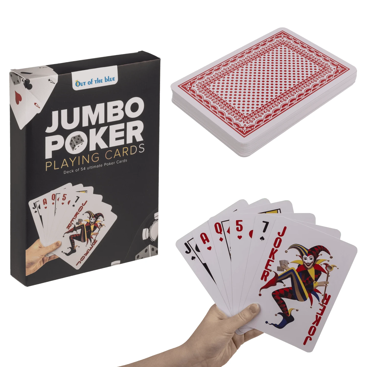 XXL Spielkarten ca.12 x 17 cm 54 Karten Jumbo Pokerkarten Pokerblatt