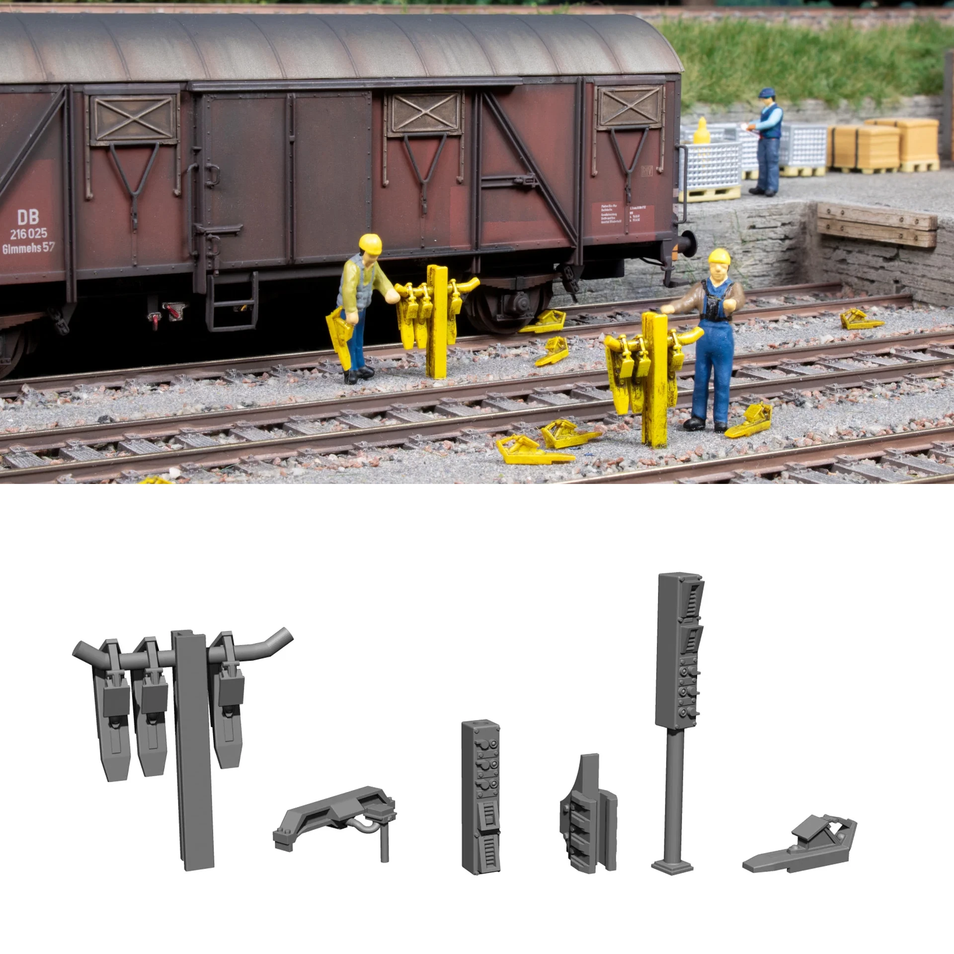 3D-Kit “Am Gleis” unbemalt 48 teilig 3D Druck H0 1:87 - Noch 16405