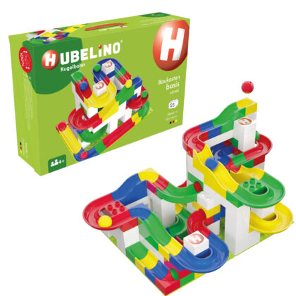 HUBELINO 420480 Kugelbahn Baukasten basis (123-teilig) kompatibel mit allen Kleinkind Klemmbausteinen