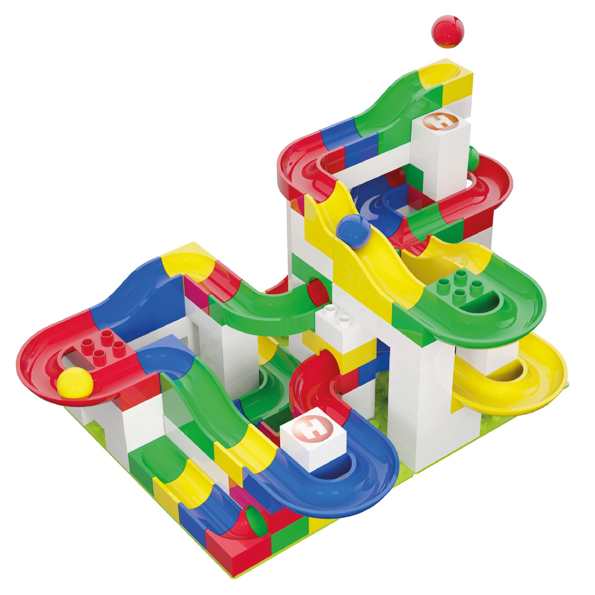 HUBELINO 420480 Kugelbahn Baukasten basis (123-teilig) kompatibel mit allen Kleinkind Klemmbausteinen – Bild 2
