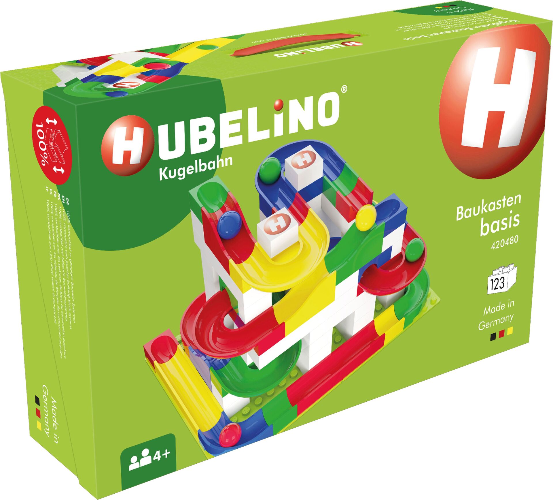 HUBELINO 420480 Kugelbahn Baukasten basis (123-teilig) kompatibel mit allen Kleinkind Klemmbausteinen – Bild 6
