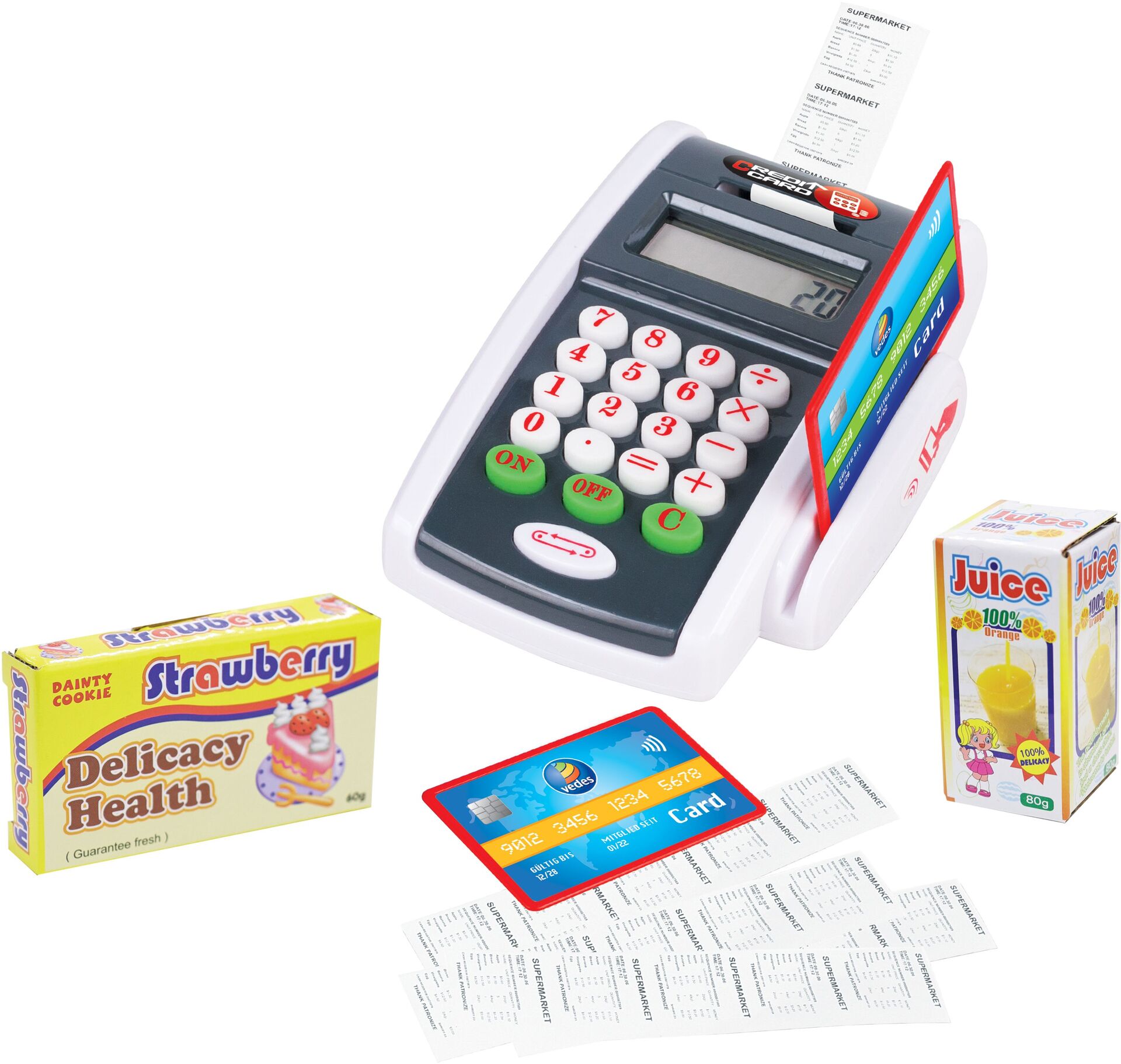 Kartenlesegerät mit Zubehör Registrierkasse Kartenterminal für Kinder Einkaufsladen - Spielmaus
