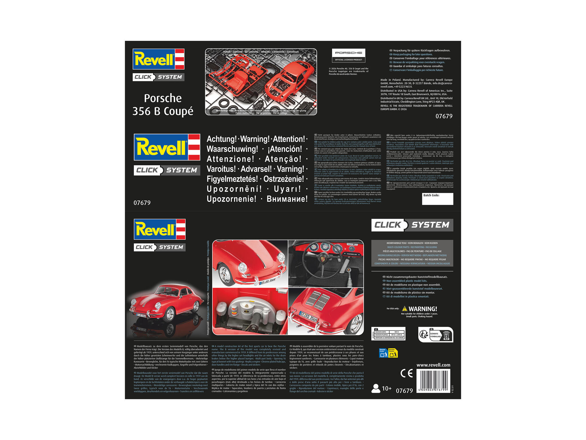 Porsche 356B Coupé 1:16 Modellbausatz click System ohne Kleben - Revell 07679 – Bild 9