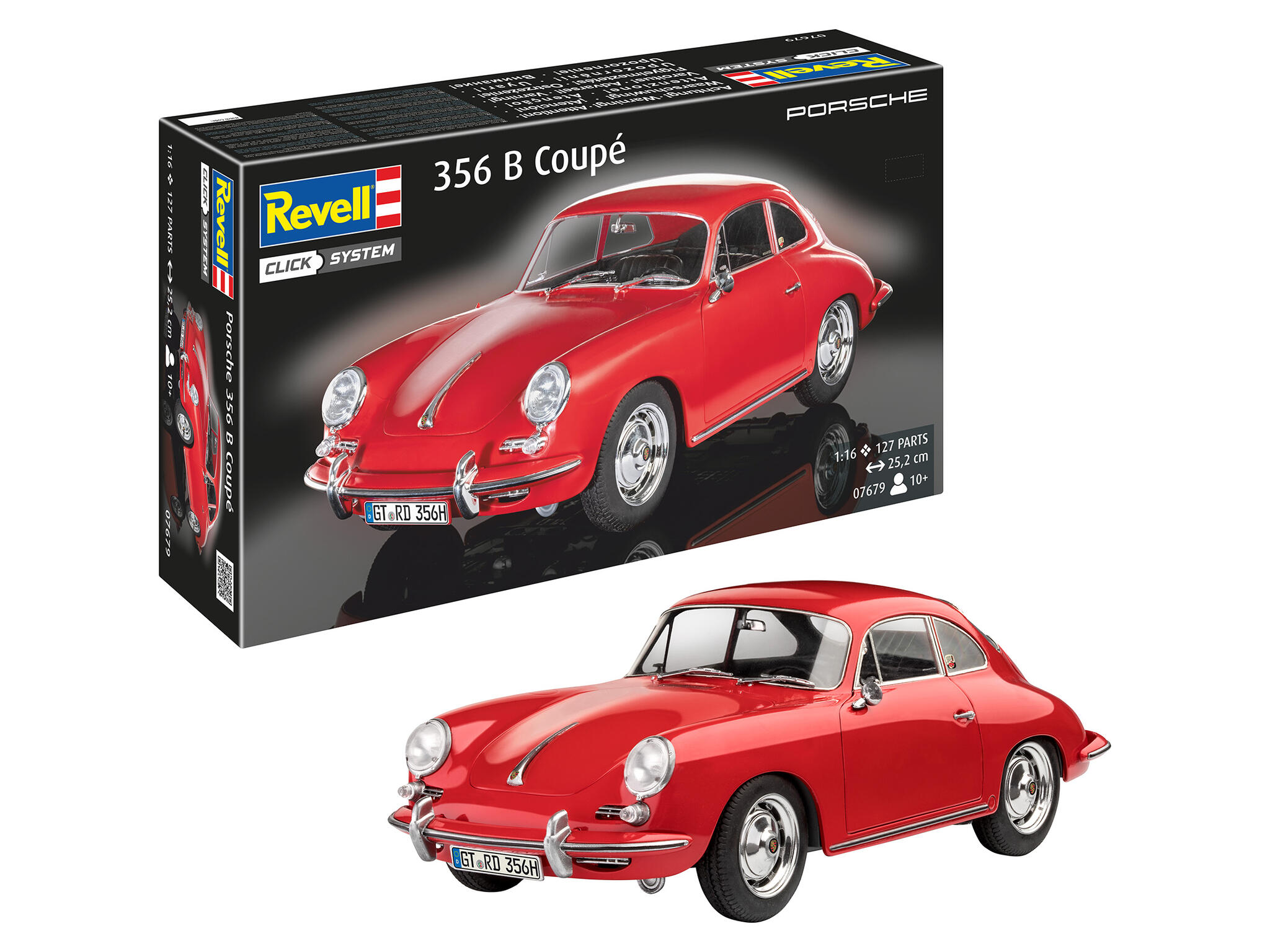 Porsche 356B Coupé 1:16 Modellbausatz click System ohne Kleben - Revell 07679